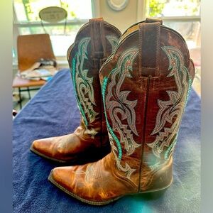 J B Dillon Embroidered Goat Leather Cowboy Boots - Size 5 1/2